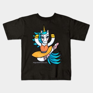 Teal + Orange Dancer Unicorn - Original Illustration Kids T-Shirt